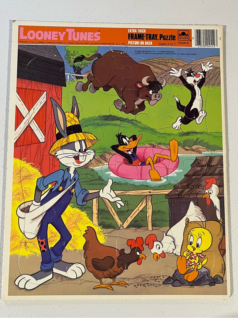 Vintage 1985 Looney Tunes Farm Frame Tray Puzzle